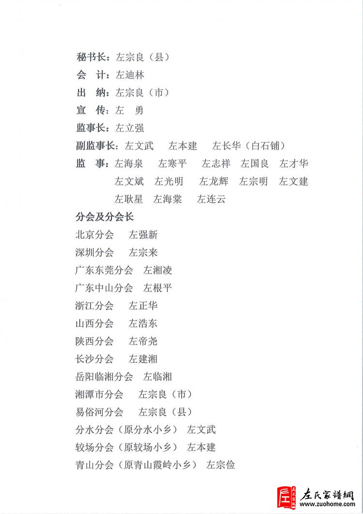 湖南湘潭长丰左氏理事会成立大会